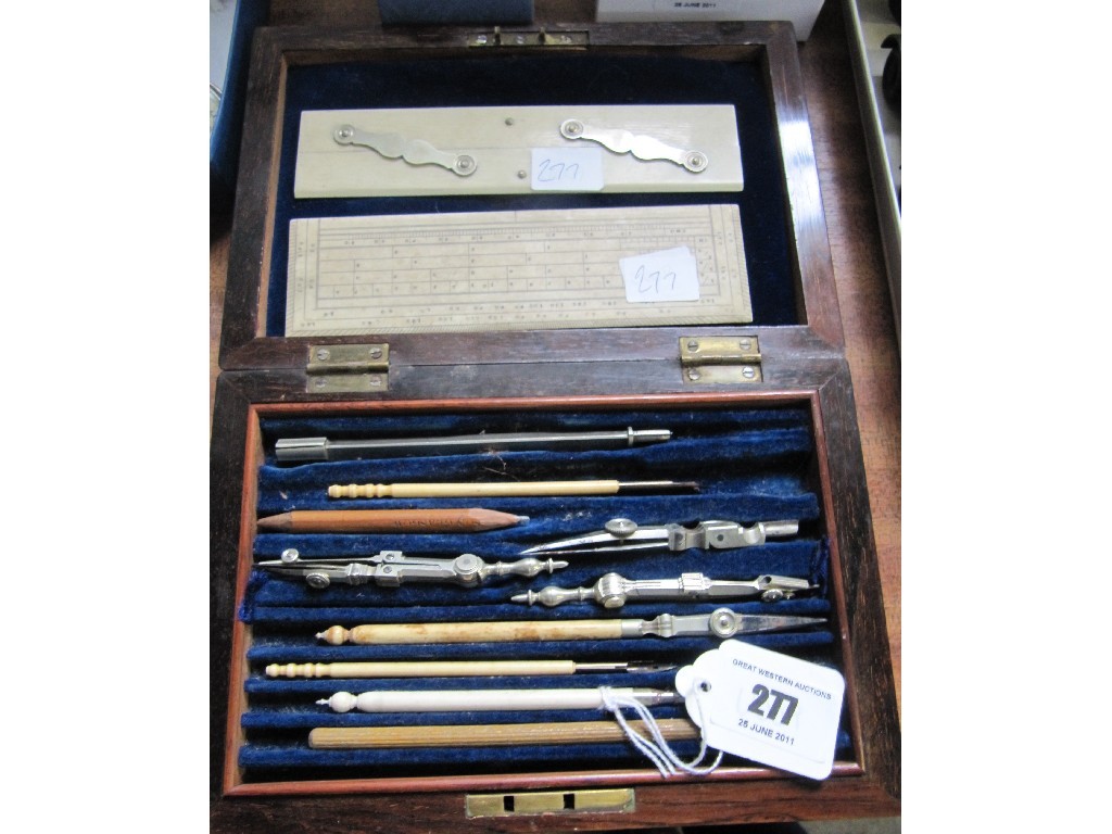 Appraisal: Lot comprising set of drawing instruments and two ivory rules