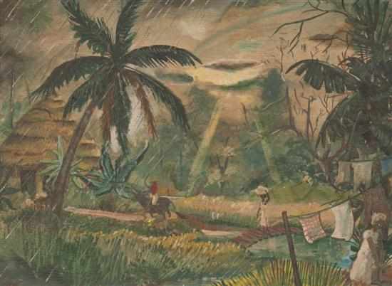 Appraisal: Melvin J Hartman American th century ''Leyte Rain Season-Philippines'' oil