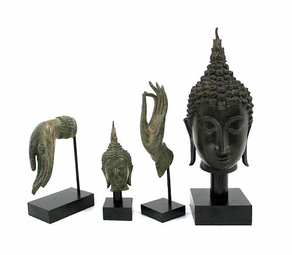 Appraisal: A group of four Asian bronze table decorations height of