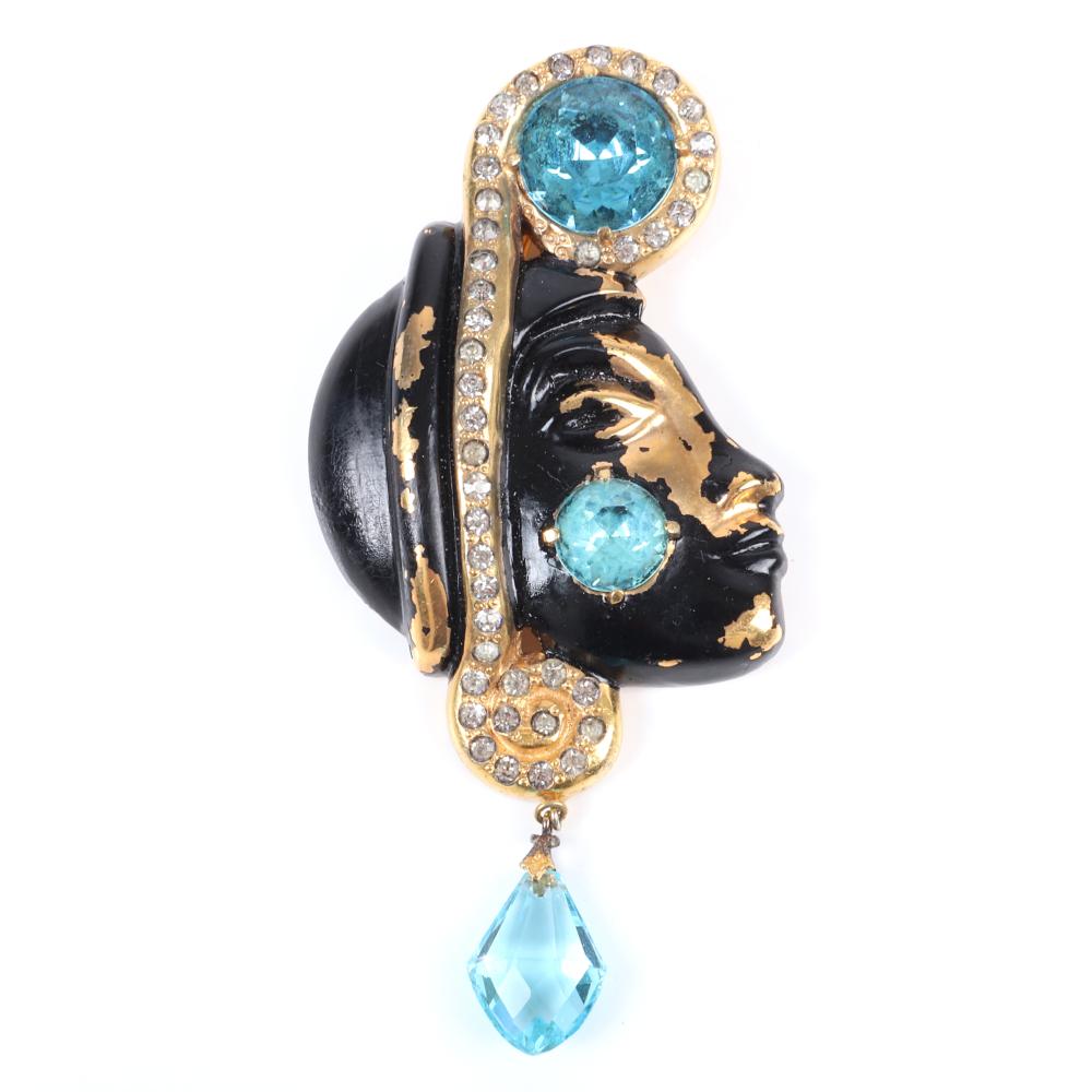 Appraisal: EISENBERG ORIGINAL JOSEPHINE BAKER WITH TWO LARGE AQUA BLUE FACETED