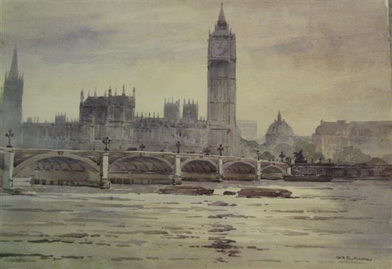 Appraisal: Keith Burtonshaw two watercolours of London Kew Bridge and Westminster