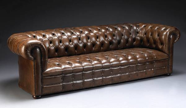 Appraisal: A Victorian style leather upholstered Chesterfield sofa height in width