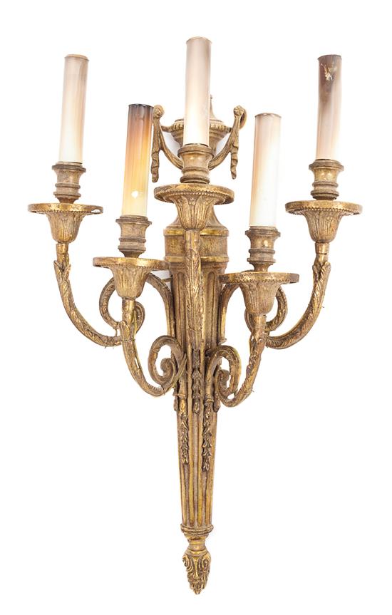 Appraisal: Sale Lot A Louis XVI Style Gilt Metal Five-Light Sconce