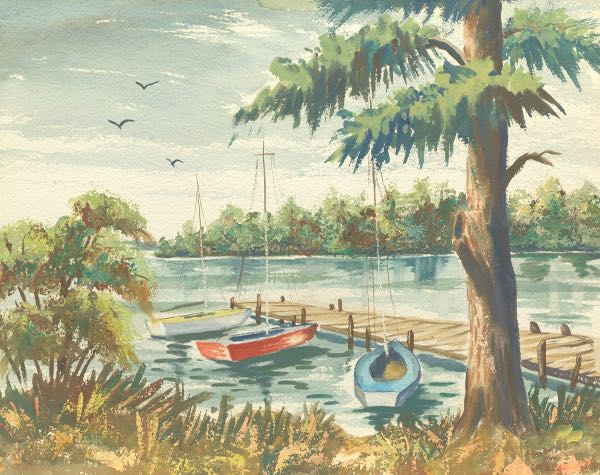 Appraisal: INEZ CRISP AMERICAN - x Turkey Island Watercolor on paper