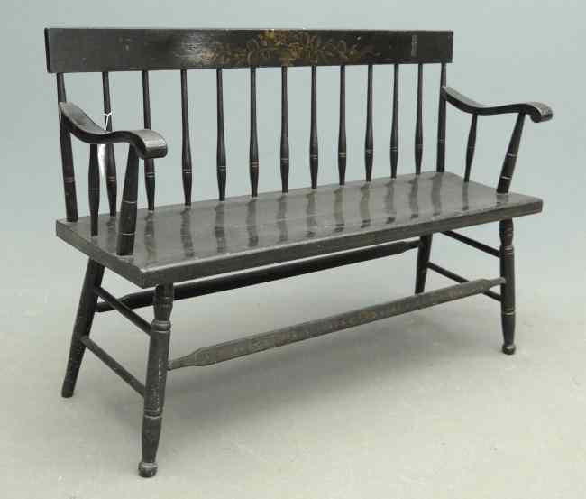 Appraisal: Stenciled and painted meeting house bench '' W