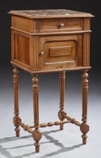 Appraisal: French Louis XV Style Carved Walnut Nightstand ea French Louis