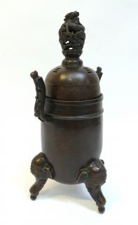 Appraisal: Antique Bronze Censer Antique Bronze Censer A two piece solid