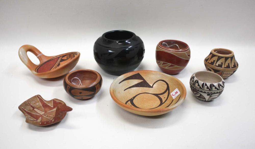 Appraisal: COLLECTION OF EIGHT NATIVE AMERICAN POTTERY VESSELS including Santa Anita