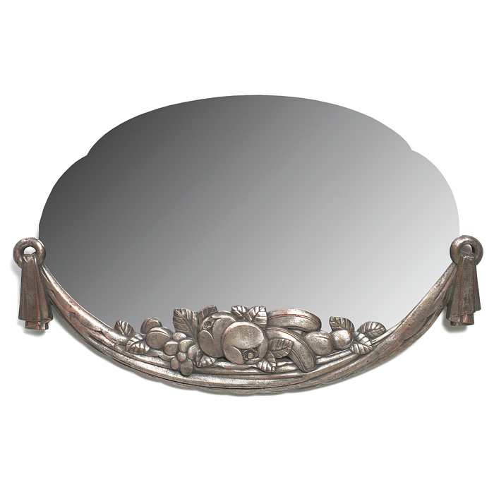 Appraisal: French mirror copper frame with silver wash fruit and drape