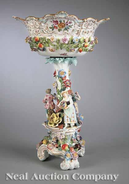 Appraisal: An Antique Meissen-Style Porcelain Figural Centerpiece late th c possibly