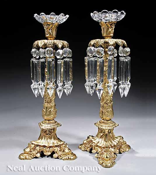 Appraisal: A Good Pair of Victorian Gilt Bronze and Pressed Glass