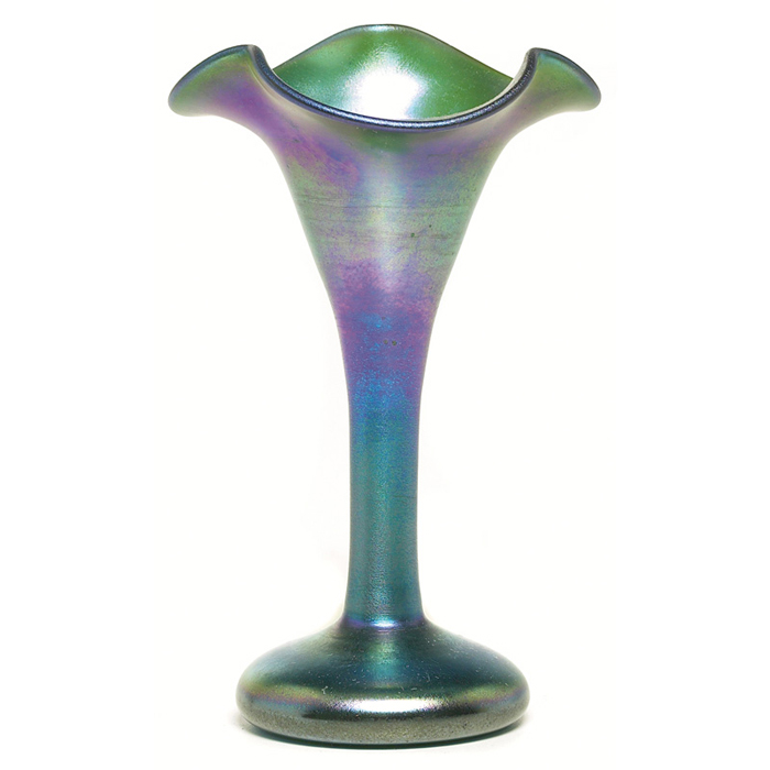 Appraisal: Steuben vase graceful and slender flaring form with a ruffled