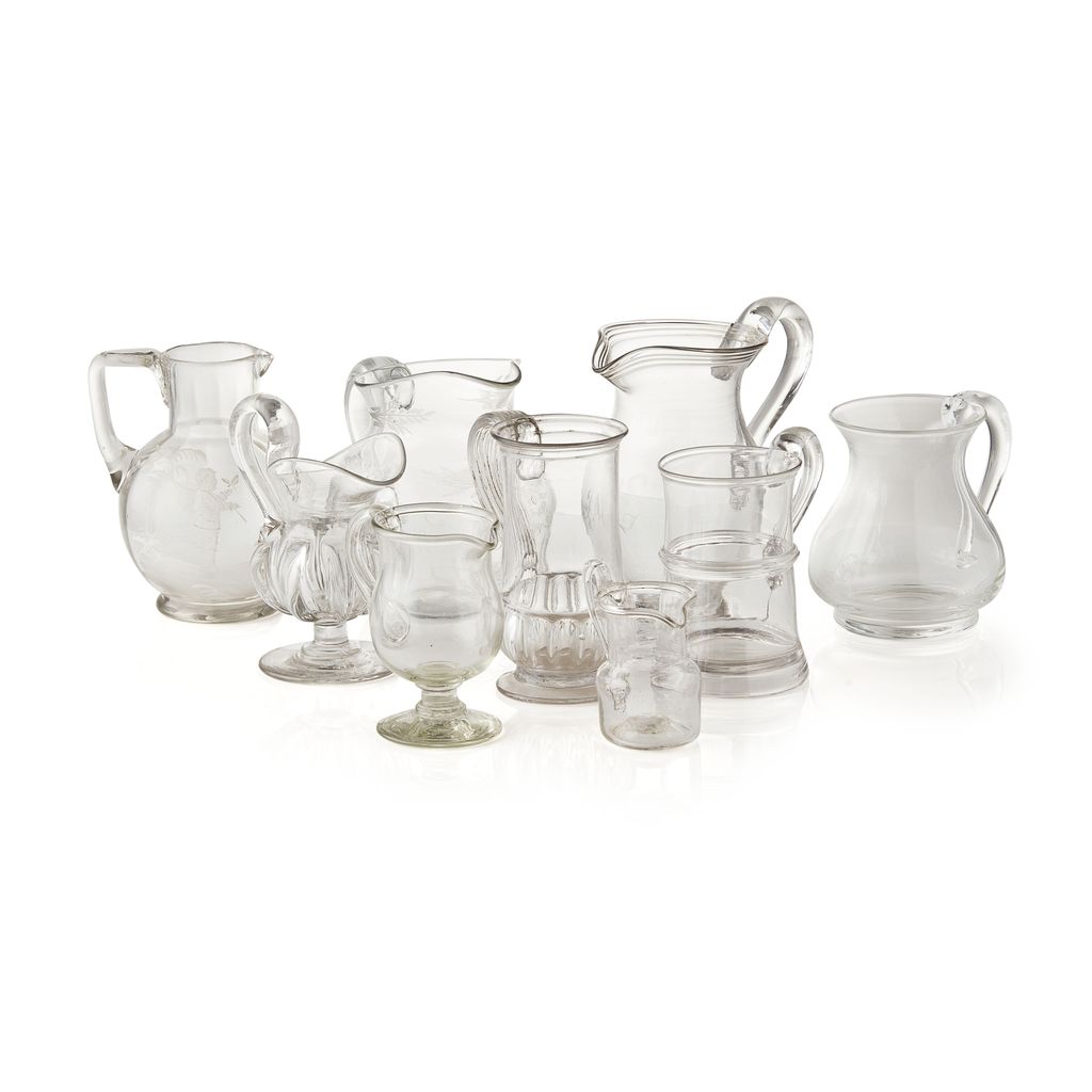 Appraisal: GROUP OF GLASS JUGS AND TANKARDS TH AND TH CENTURY