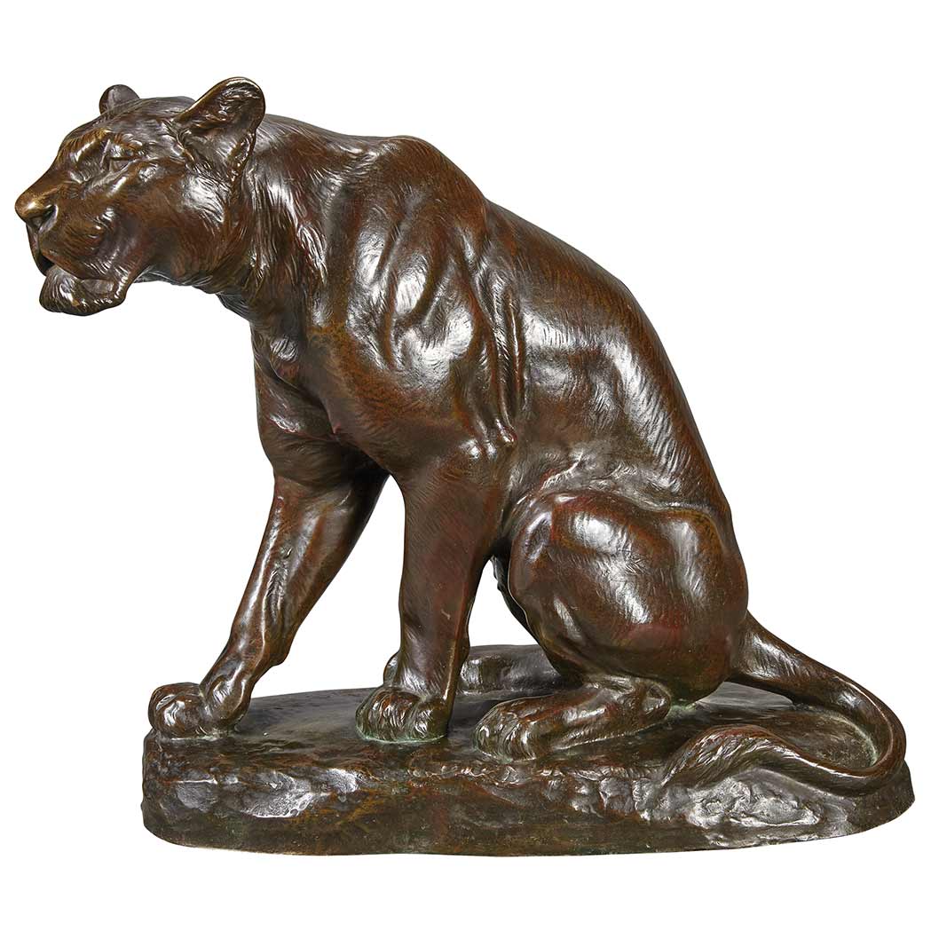 Appraisal: French Bronze Figure of a Seated Lioness Cast from a