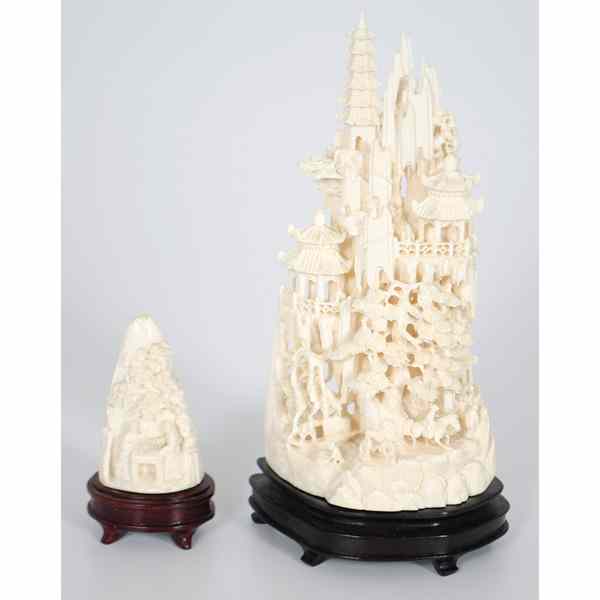 Appraisal: Chinese Carved Ivory Towers Chinese Early th century a pair