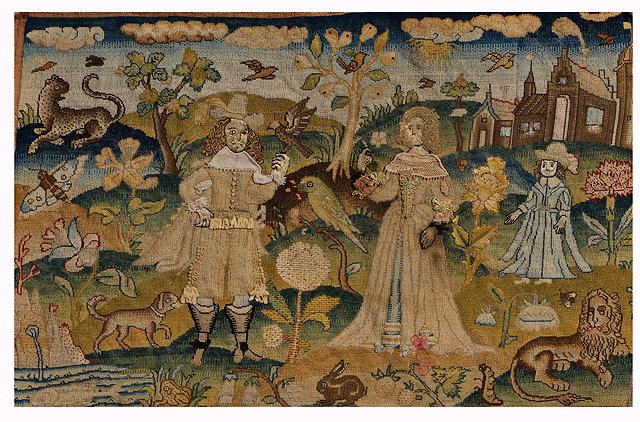 Appraisal: A TH CENTURY STYLE EUROPEAN NEEDLEWORK PANEL of a nobleman