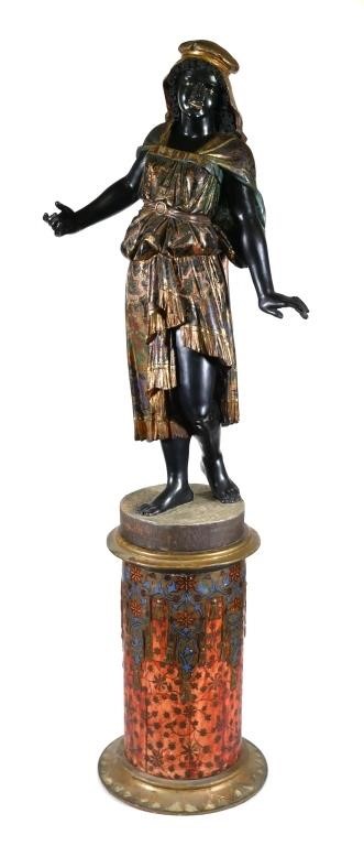 Appraisal: th century monumental polychrome with gilt gold detail dancing Blackamoor