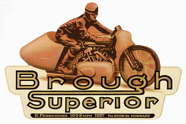 Appraisal: Brough Superior' by Robert Carter signed oil enamel on cut-out