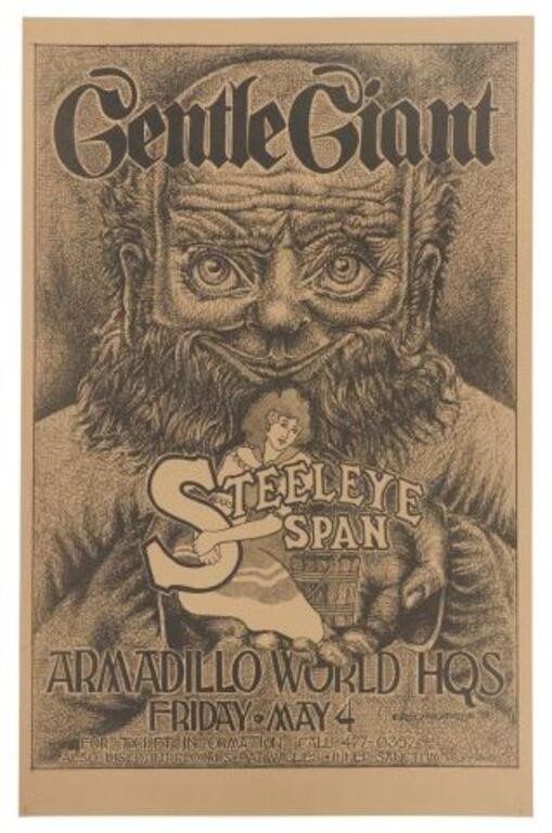 Appraisal: Armadillo World Headquarters Gentle Giant and Steeleye Span concert poster