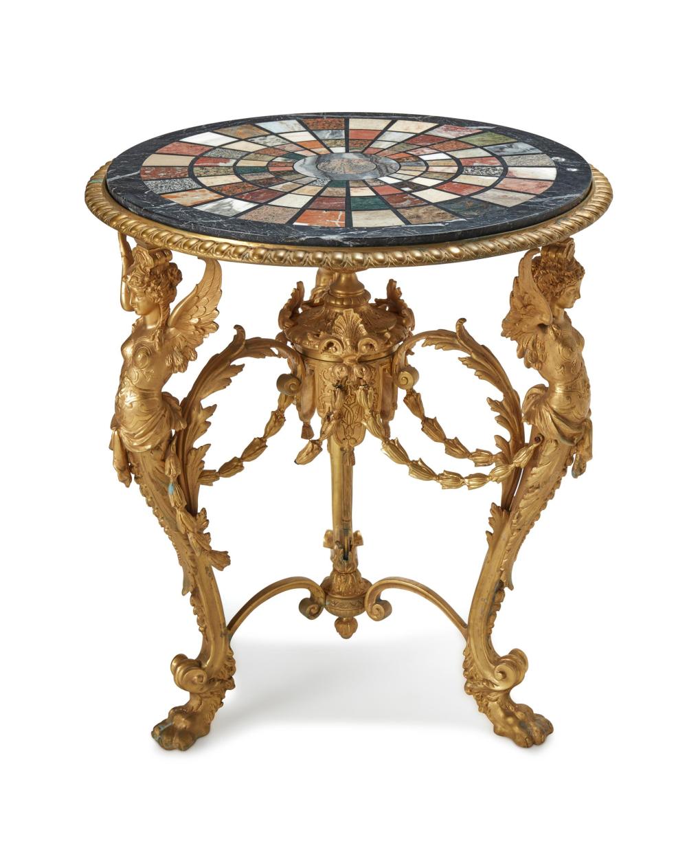 Appraisal: A French Empire-style marble specimen table th Century The round