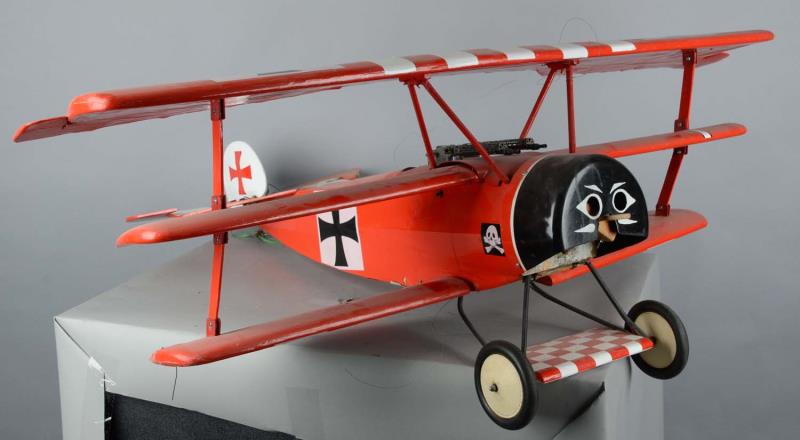 Appraisal: German DR- Model Triplane Airplane This red three wing plane