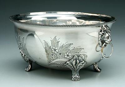 Appraisal: Large silver plated footed center bowl converted oval meat cover