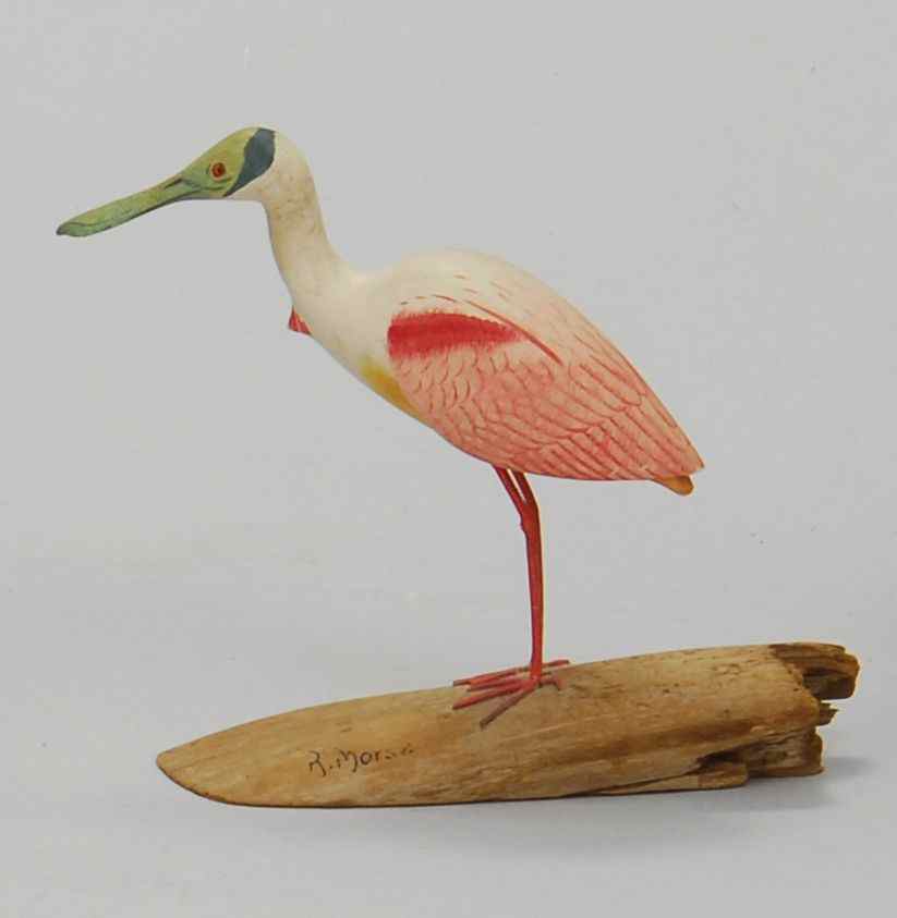 Appraisal: MINIATURE ROSEATE SPOONBILLBy Robert Morse of Ellsworth Maine Mounted on