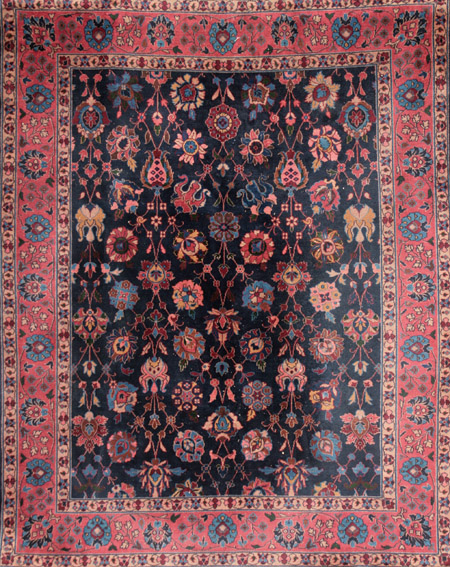 Appraisal: Mahal Rug Second Quarter th Century Blue ground with palmette