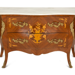 Appraisal: A Louis XV Style Gilt-Bronze Mounted Marquetry Commode th Century