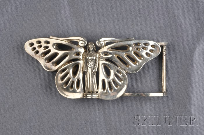 Appraisal: Sterling Silver Belt Buckle Kieselstein-Cord designed as a fairy with