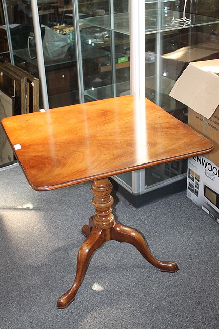 Appraisal: A TH CENTURY SQUARE PEDESTAL OCCASIONAL TABLE on tripod supports