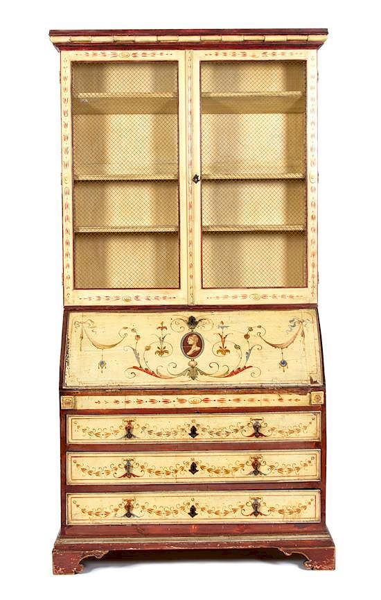 Appraisal: A Venetian Style Painted Secretary Desk Height x width x