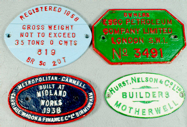 Appraisal: cast iron builders tags Owners Esso Petroleum x Hurst Nelson