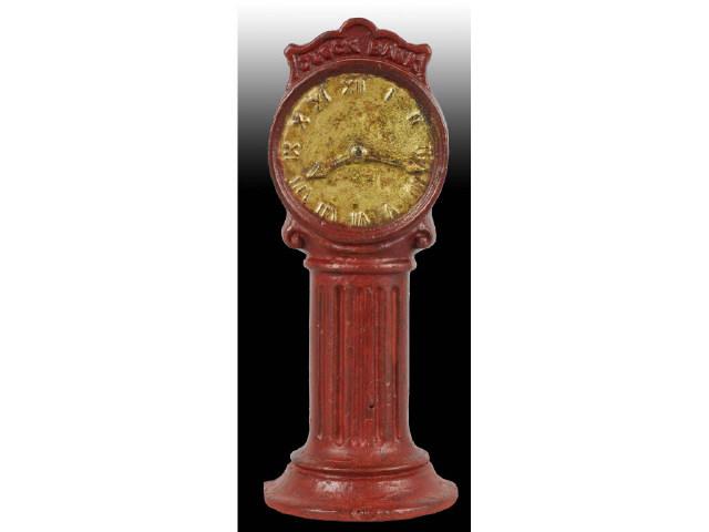 Appraisal: Cast Iron Steel Street Clock Still Bank Description Made by