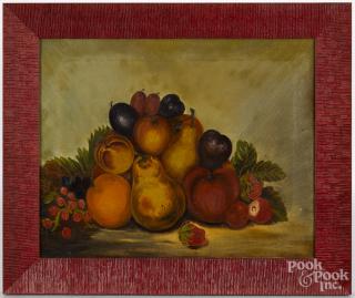 Appraisal: Primitive American oil on canvas still life with fruit th