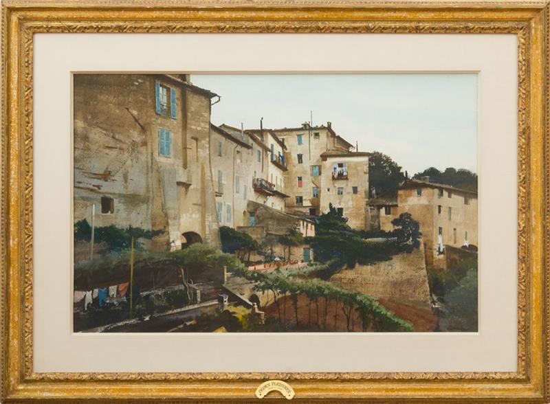 Appraisal: OGDEN PLEISSNER - ITALIAN HILL TOWN Watercolor on heavy paper