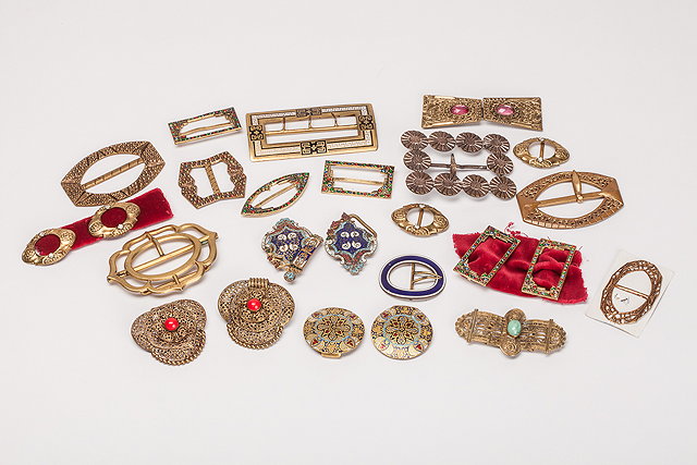 Appraisal: A collection of twenty five buckles all gilt metal with