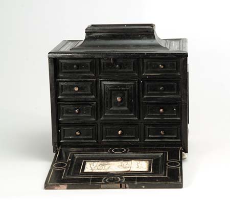 Appraisal: IVORY AND EBONY JEWELRY CHEST Ebony cased jewelry chest has