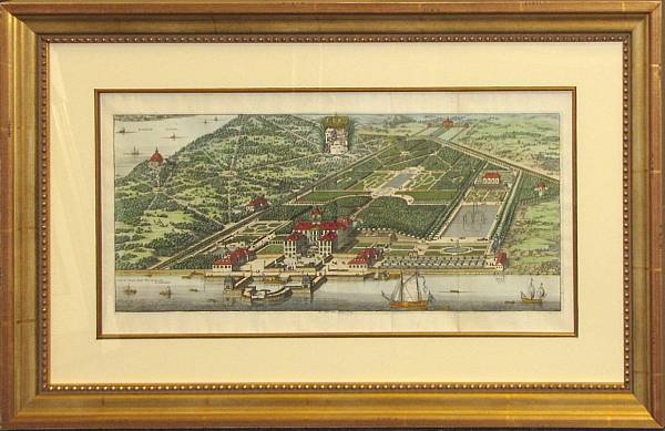 Appraisal: Two Swedish framed prints of grand estates after Erik J