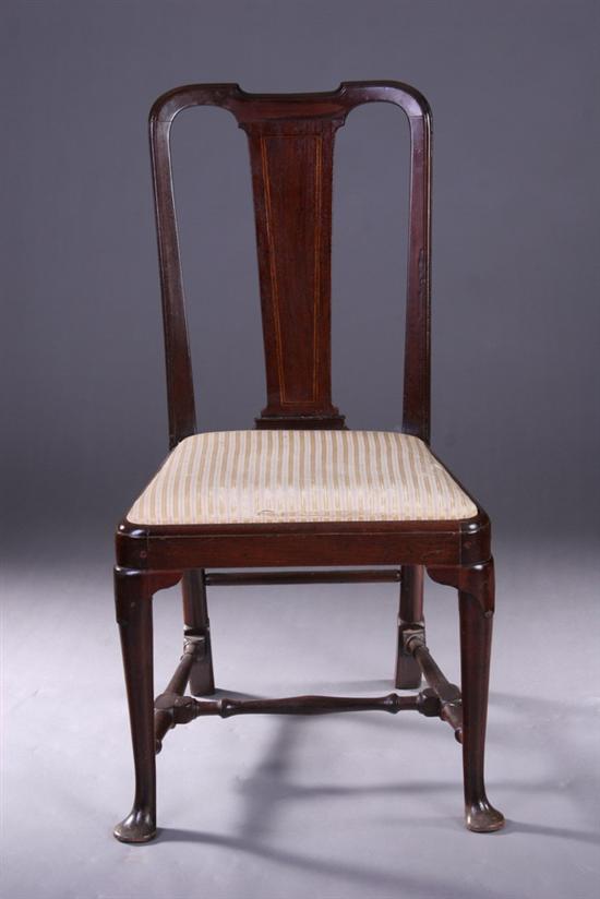 Appraisal: ENGLISH GEORGE II INLAID SIDE CHAIR Early-to-mid th century Yoke