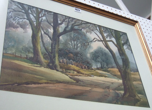 Appraisal: Keith Burtonshaw th century A woodland path watercolour signed cm