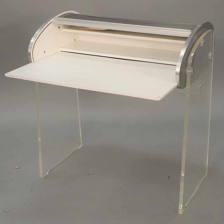 Appraisal: Vladimir Kagan Lucite and metal laminate desk tambour in need