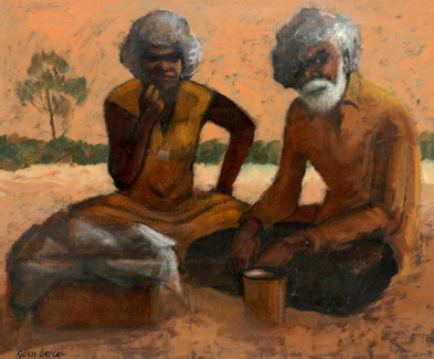 Appraisal: Allan W Baker - Two Aboriginal Elders oil on board