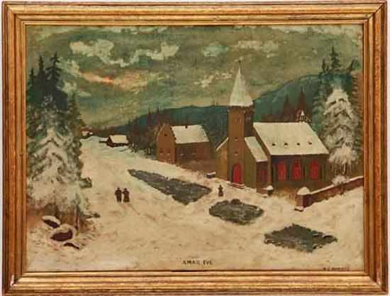 Appraisal: W C Morris American th century XMAS EVE oil on