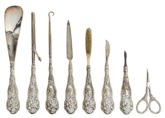 Appraisal: lot of American sterling-handled dressing set hollow handles with repousse