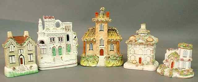 Appraisal: Five th c Staffordshire cottages largest h