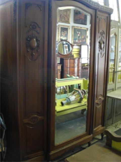 Appraisal: French Carved Door Armoire with Mirror From a Larchmont home