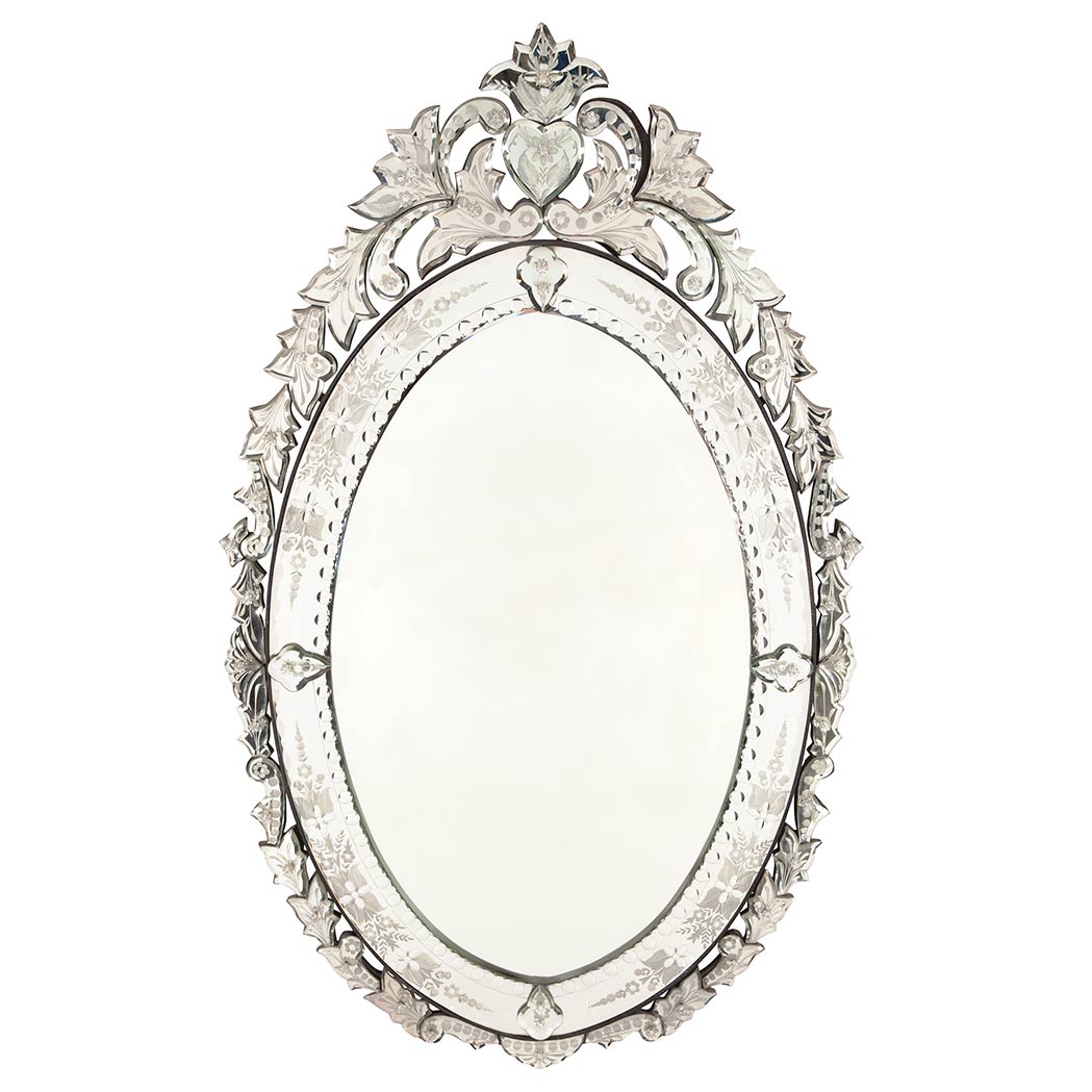 Appraisal: Venetian Style Mirror Framed Mirror Of oval form with a