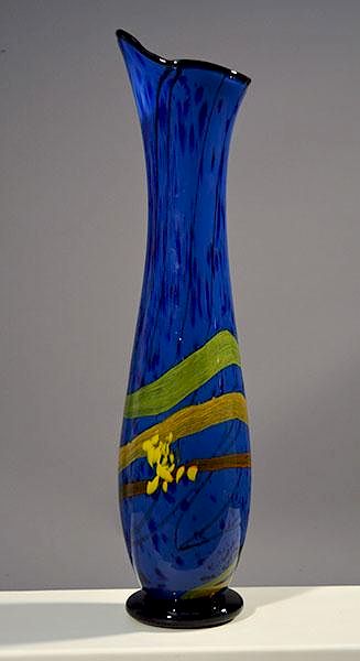 Appraisal: Murano vase Murano large blue glass vase Illegibly signed Gino