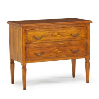 Appraisal: ITALIAN NEOCLASSICAL STYLE CHERRY COMMODE Two drawers on square tapered